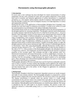 Thermometry Using Thermographic Phosphors