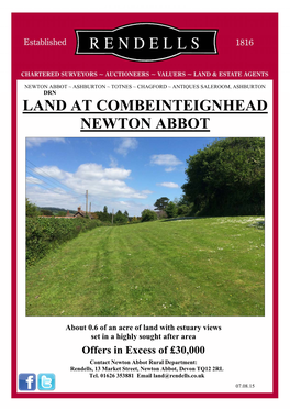 Land at Combeinteignhead Newton Abbot