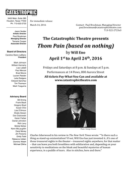 Thom Pain (Based on Nothing) Release