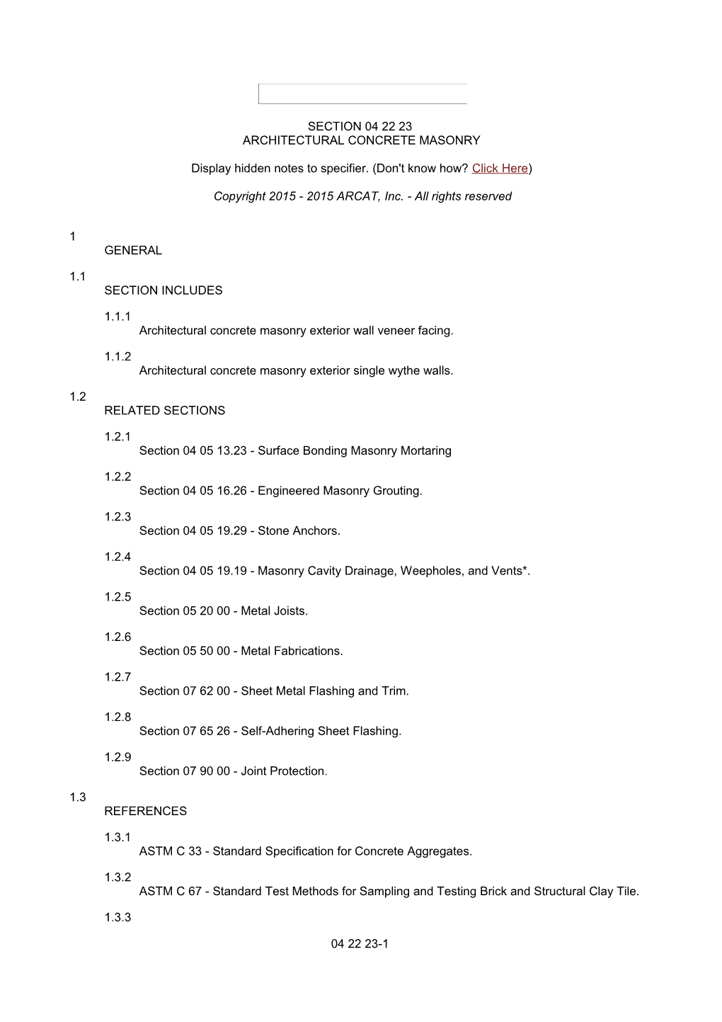 Display Hidden Notes to Specifier. (Don't Know How? Click Here) s101