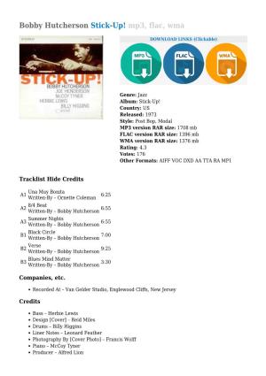 Bobby Hutcherson Stick-Up! Mp3, Flac, Wma