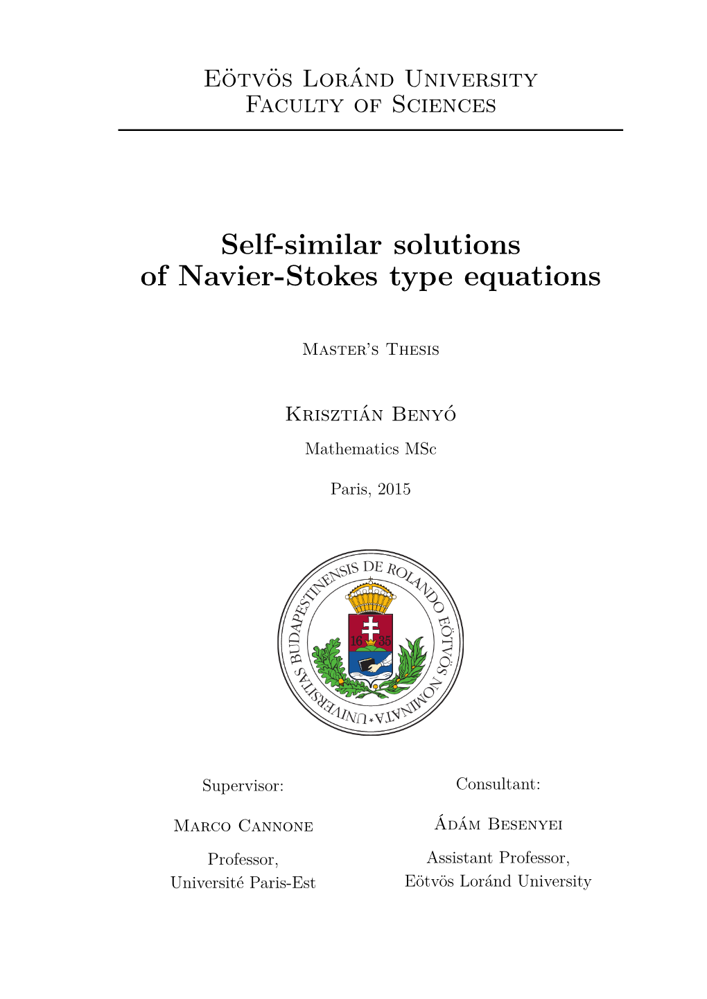 Self-Similar Solutions of Navier-Stokes Type Equations