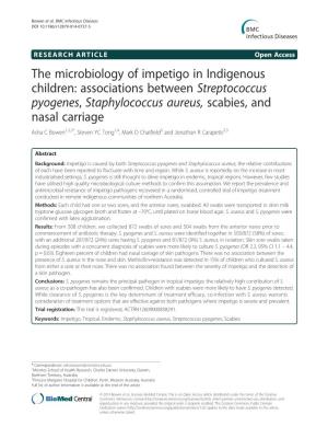 The Microbiology of Impetigo in Indigenous Children: Associations Between Streptococcus Pyogenes, Staphylococcus Aureus, Scabies