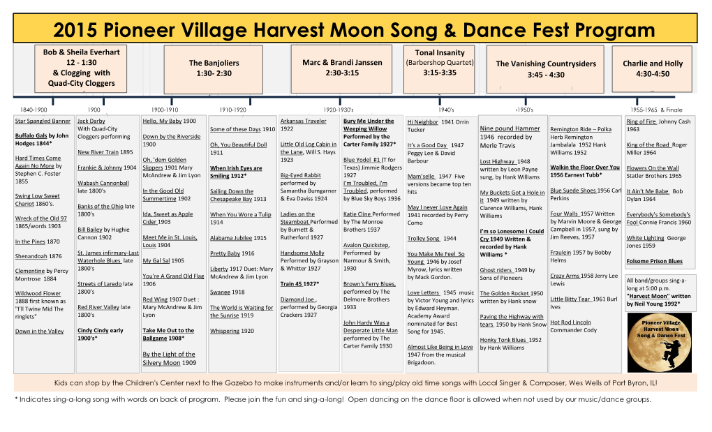 2015 Pioneer Village Harvest Moon Song & Dance Fest Program