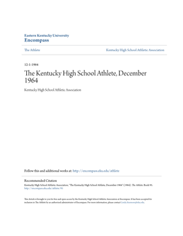 The Kentucky High School Athlete, December 1964 Kentucky High School Athletic Association