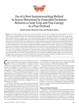 Use of a New Immunomarking Method to Assess Movement by Generalist Predators Betweendavid R