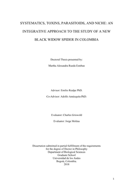 Systematics, Toxins, Parasitoids, and Niche: an Integrative Approach to the Study of a New Black Widow Spider in Colombia