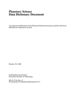 Planetary Science Data Dictionary Document