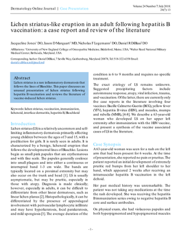 Lichen Striatus-Like Eruption in an Adult Following Hepatitis B Vaccination: a Case Report and Review of the Literature