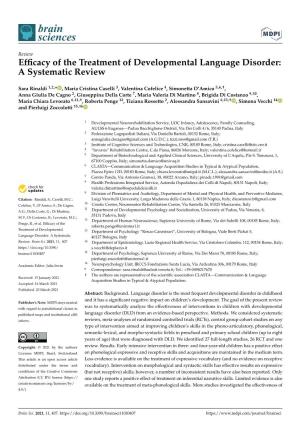 Efficacy of the Treatment of Developmental Language