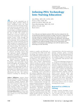 Infusing PDA Technology Into Nursing Education