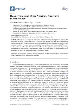 Quasicrystals and Other Aperiodic Structures in Mineralogy