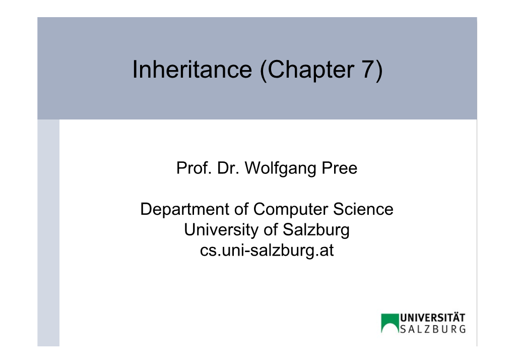 Inheritance (Chapter 7)