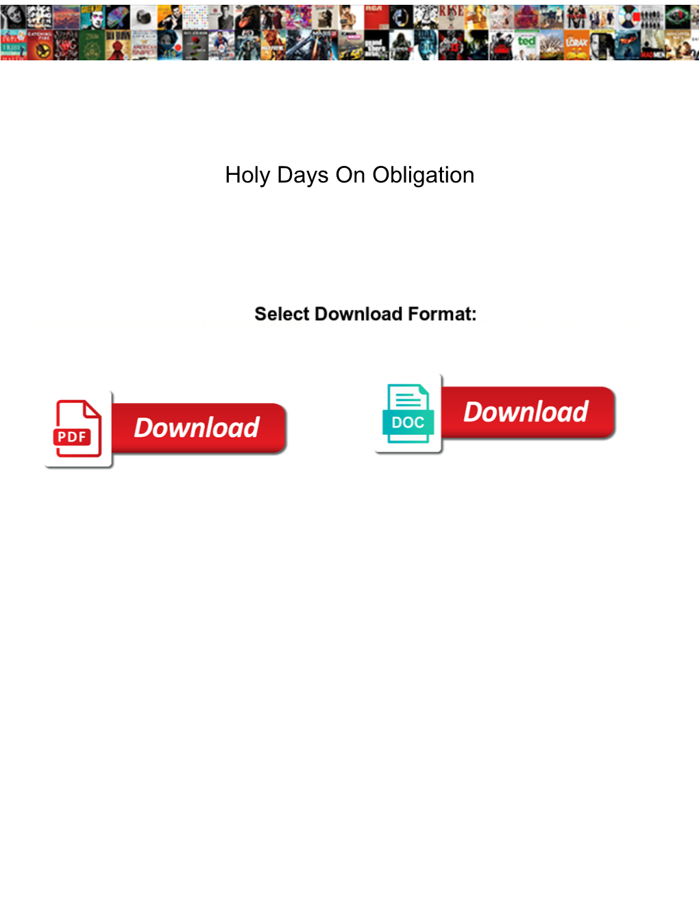 Holy Days on Obligation