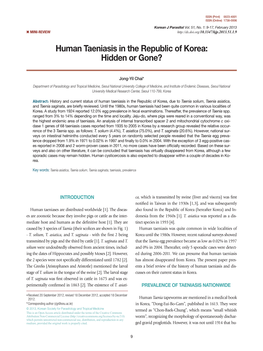 Human Taeniasis in the Republic of Korea: Hidden Or Gone?
