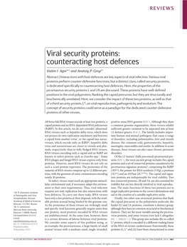 Viral Security Proteins: Counteracting Host Defences