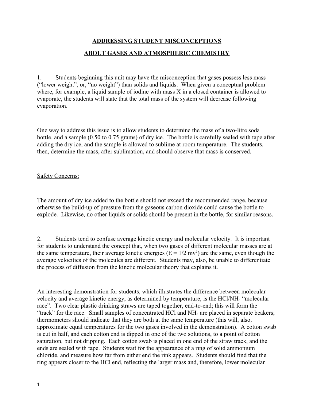 About Gases and Atmospheric Chemistry