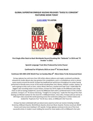Global Superstar Enrique Iglesias Releases “Duele El Corazon” Featuring Wisin Today