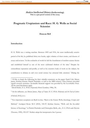 Pragmatic Utopianism and Race: H. G. Wells As Social Scientist