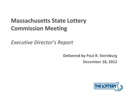 Massachusetts State Lottery Commission Meeting