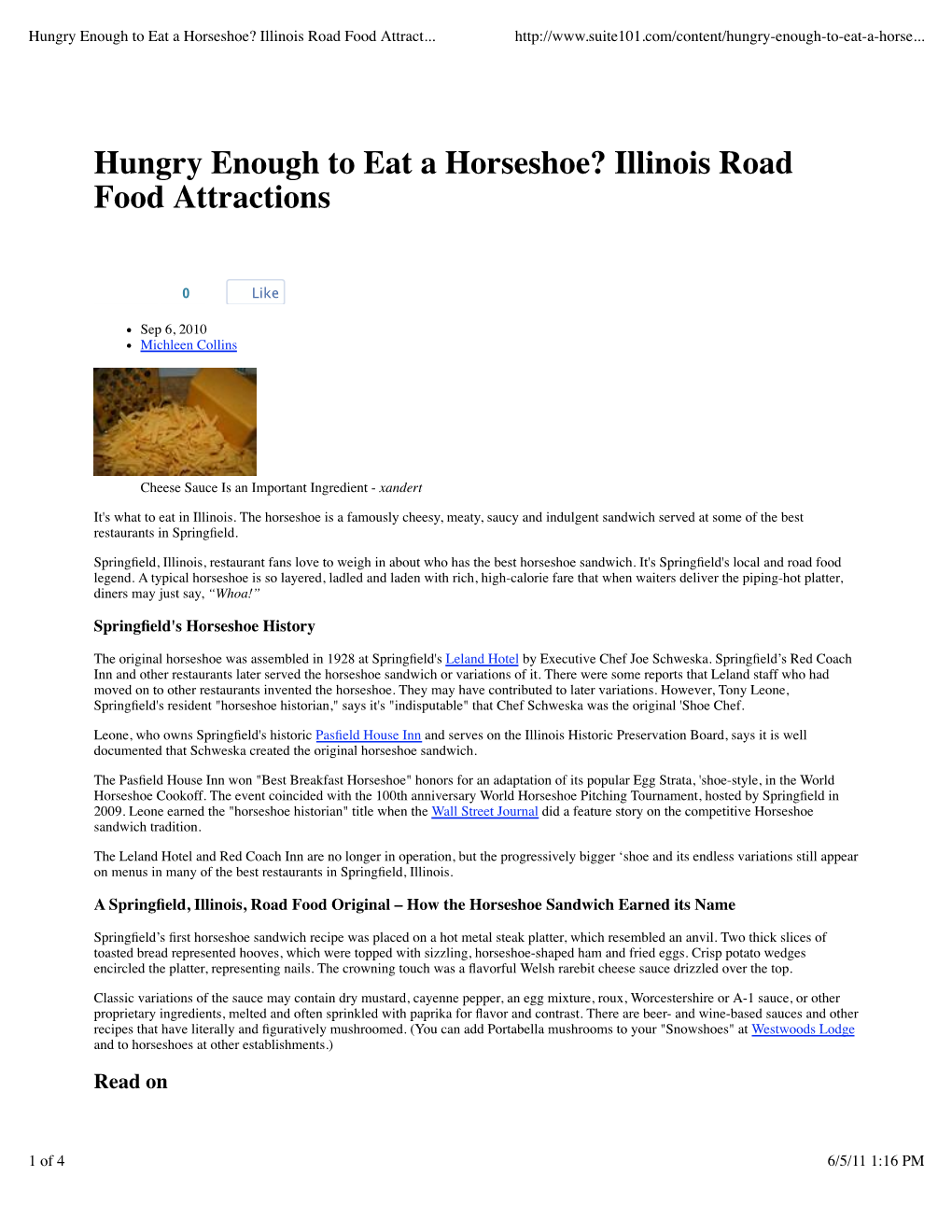 Hungry Enough to Eat a Horseshoe? Illinois Road Food Attract