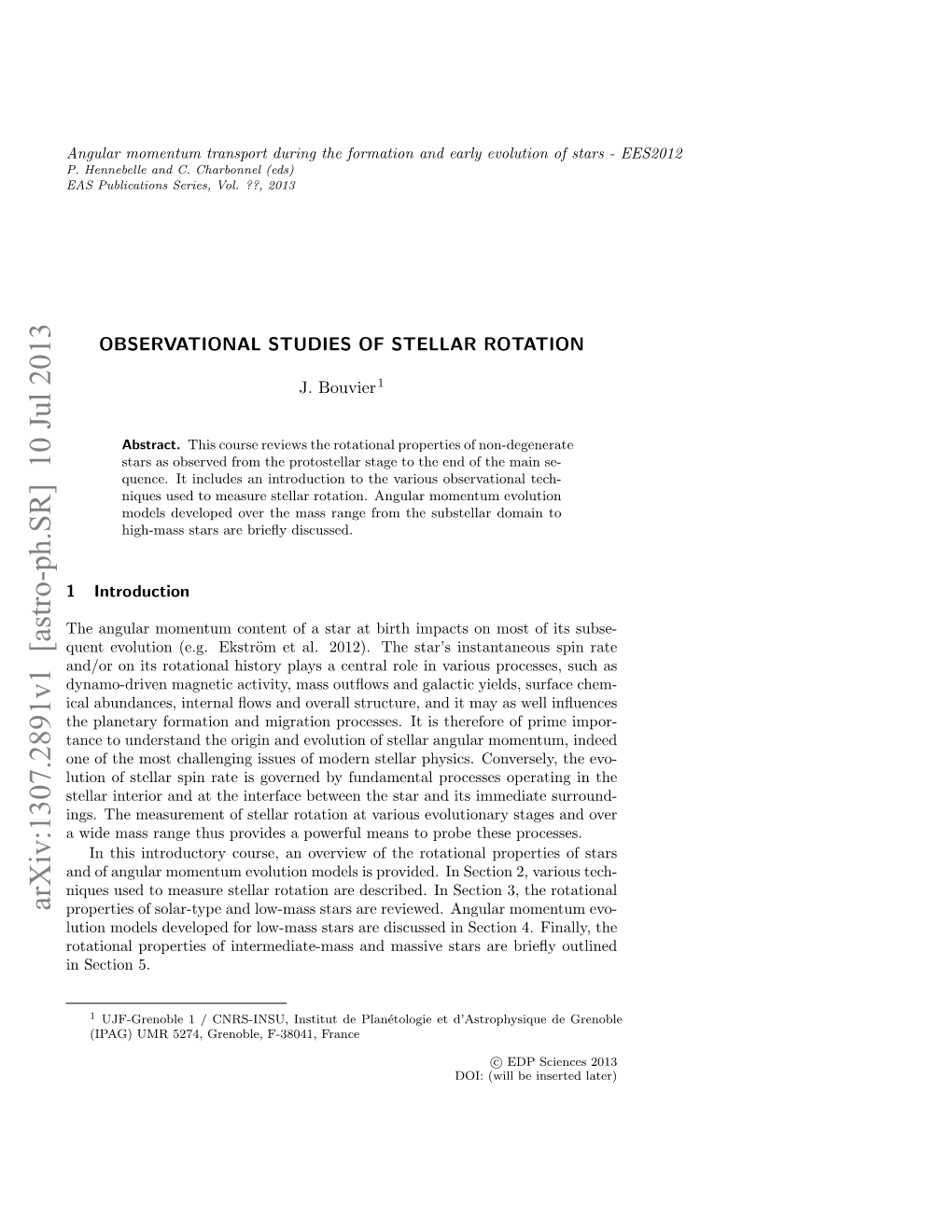 Arxiv:1307.2891V1 [Astro-Ph.SR] 10 Jul 2013 Properties of Solar-Type and Low-Mass Stars Are Reviewed