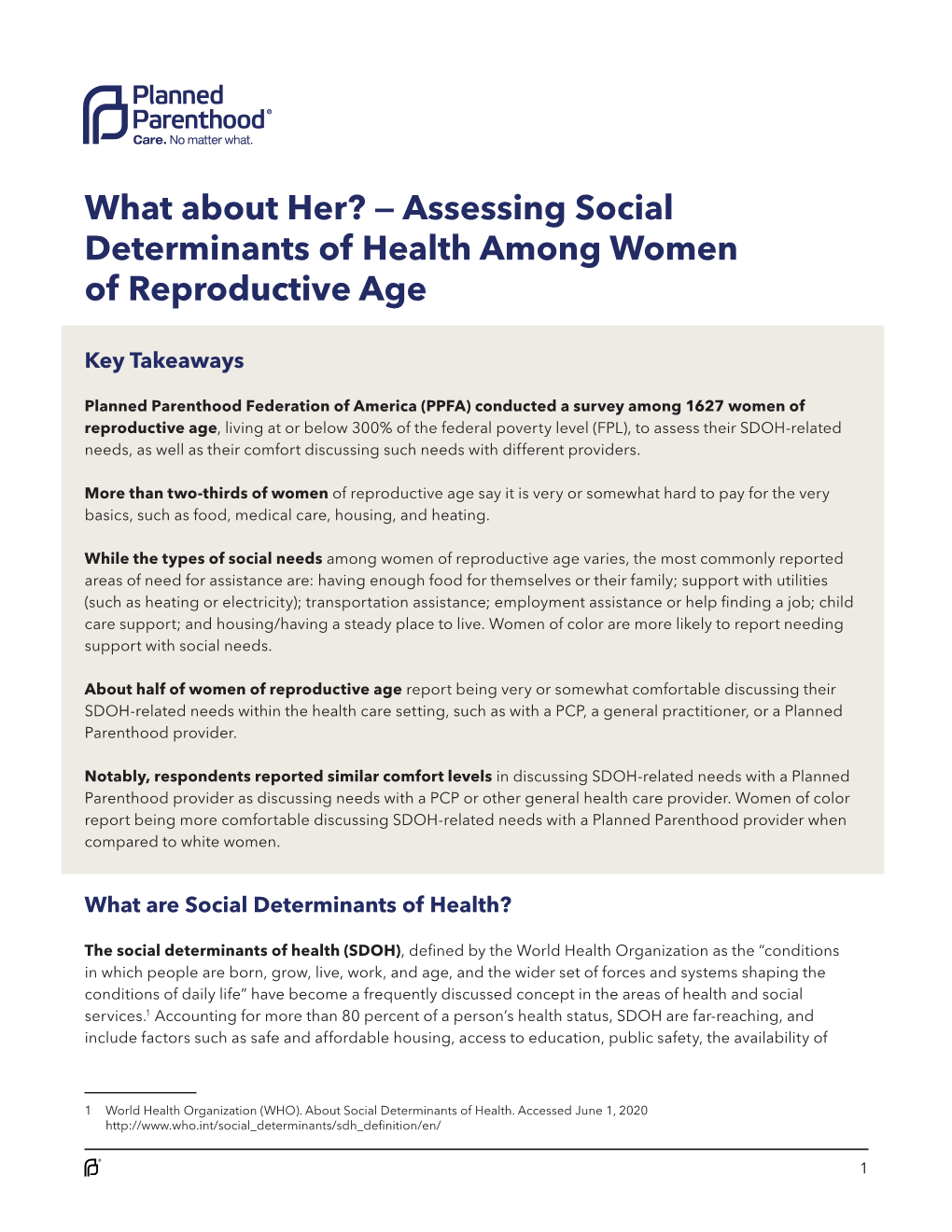 What About Her? — Assessing Social Determinants of Health Among Women of Reproductive Age