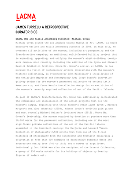 James Turrell: a Retrospective CURATOR Bios