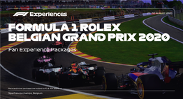 FORMULA 1 ROLEX BELGIAN GRAND PRIX 2020 Fan Experience Packages