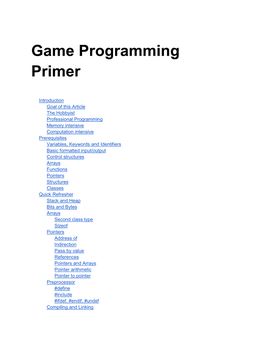 Game Programming Primer.Docx