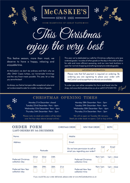 Christmas 2020 Order Form