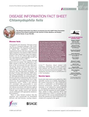 DISEASE INFORMATION FACT SHEET Chlamydophila Felis