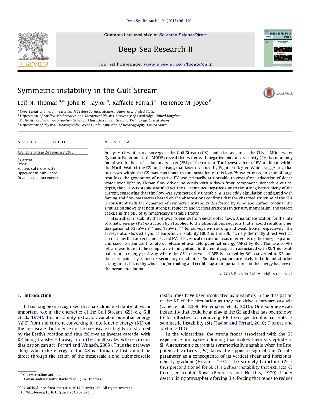 Symmetric Instability in the Gulf Stream