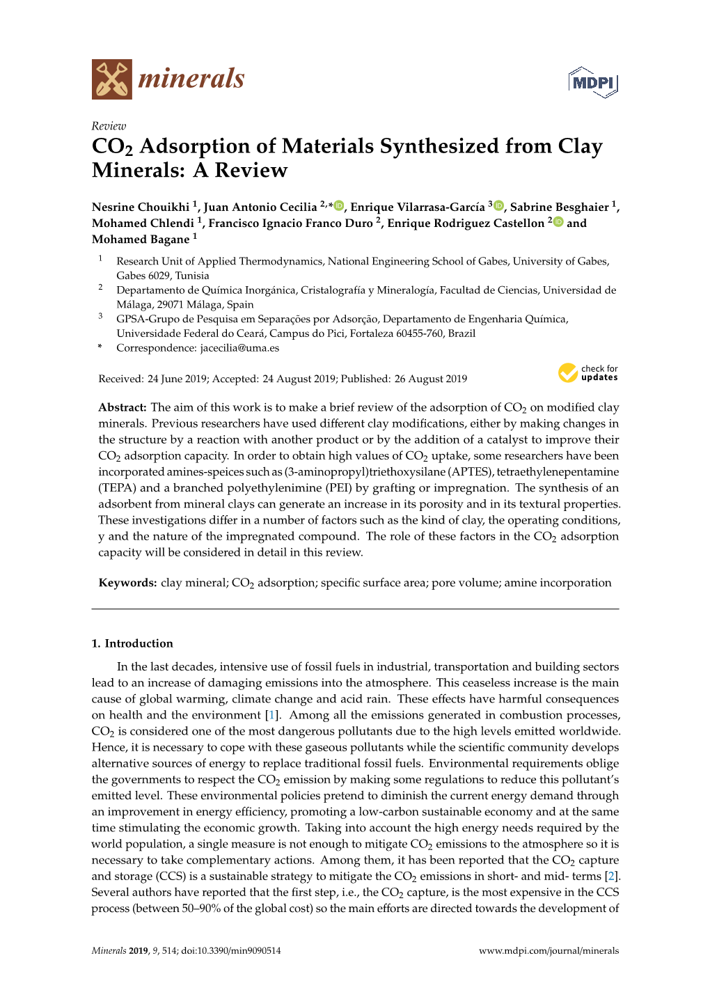 CO2 Adsorption of Materials Synthesized from Clay Minerals: a Review