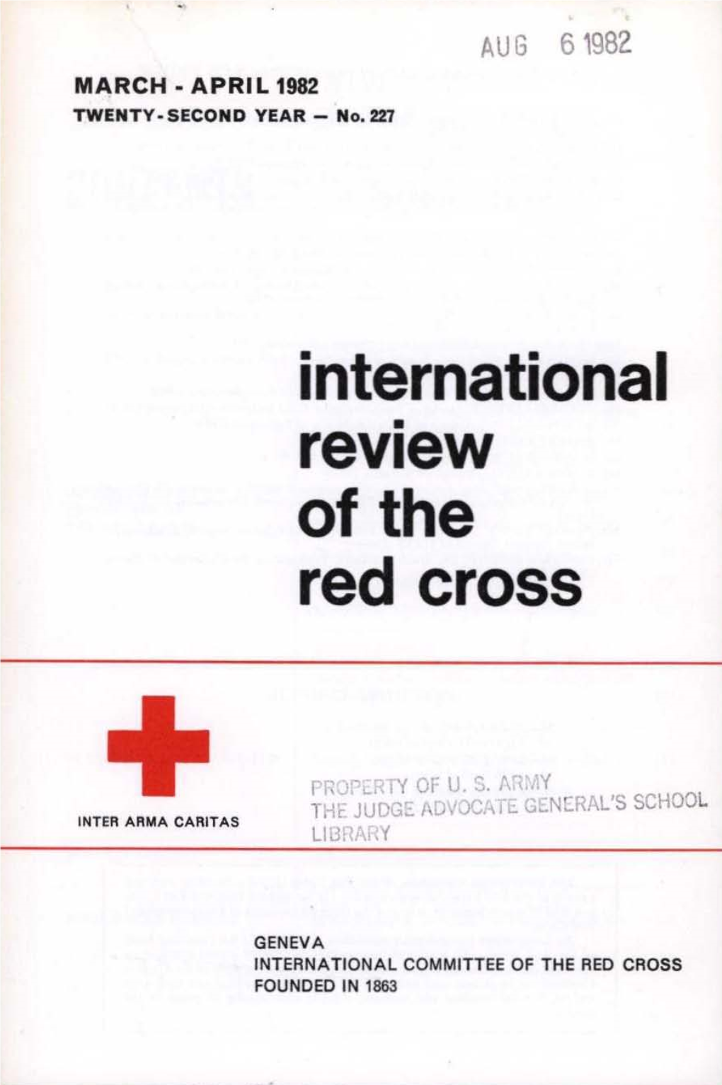 International Review of the Red Cross, March-April 1982, Twenty