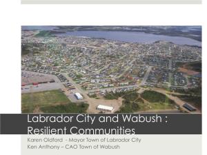Labrador City and Wabush : Resilient Communities Karen Oldford - Mayor Town of Labrador City Ken Anthony – CAO Town of Wabush