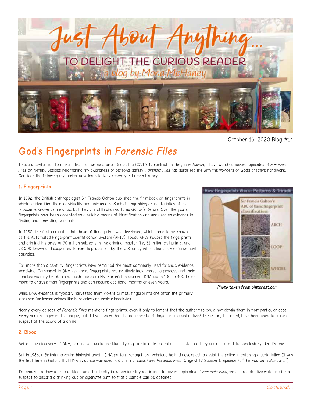 God's Fingerprints in Forensic Files