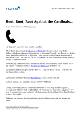 Root, Root, Root Against the Cardinals&#8230;