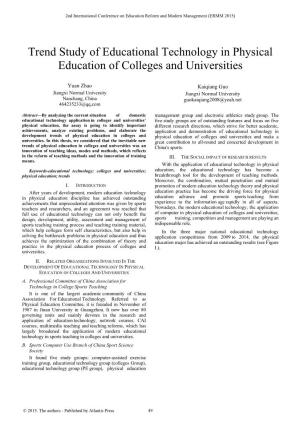 Trend Study of Educational Technology in Physical Education of Colleges and Universities