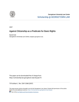 Against Citizenship As a Predicate for Basic Rights