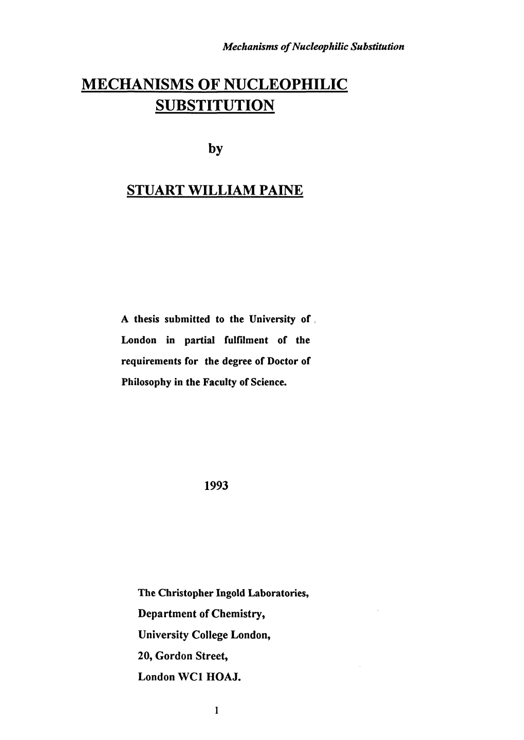 Mechanisms of Nucleophilic Substitution