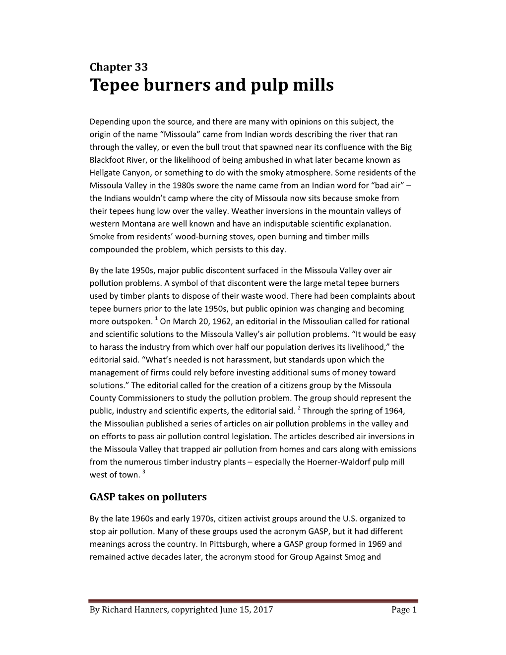 Tepee Burners and Pulp Mills
