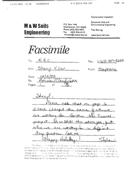 M&W Soils Engineering, Inc., Clarification Dtd 12/05/2003, Re