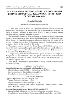 New Data About Presence of the Zygaenidae Family (Insecta: Lepidoptera: Zygaenoidea) in the Fauna of Oltenia, Romania
