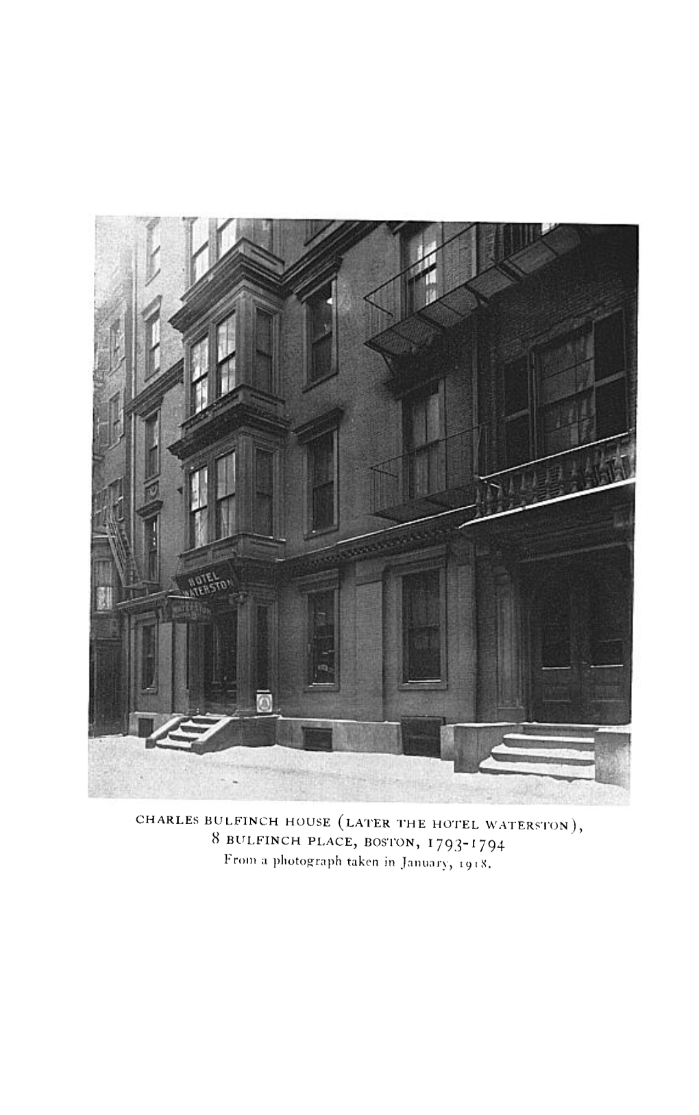 CHARLES BULFINCH HOUSE (LATER the HUI‘EL WATERYTON), 8 BLJLFINCH PL.ACE, BOSTON, 179'2Y1794 Frolll 3 Photograph Ta!Ien in Jmwr!, , 9 I )