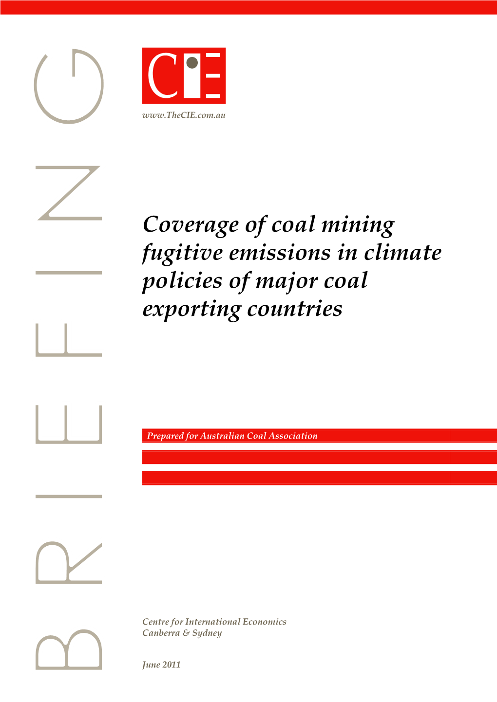 Coverage of Coal Mining Fugitive Emissions in Climate Policies of Major Coal Exporting Countries
