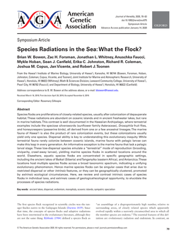 Species Radiations in the Sea: What the Flock? Brian W