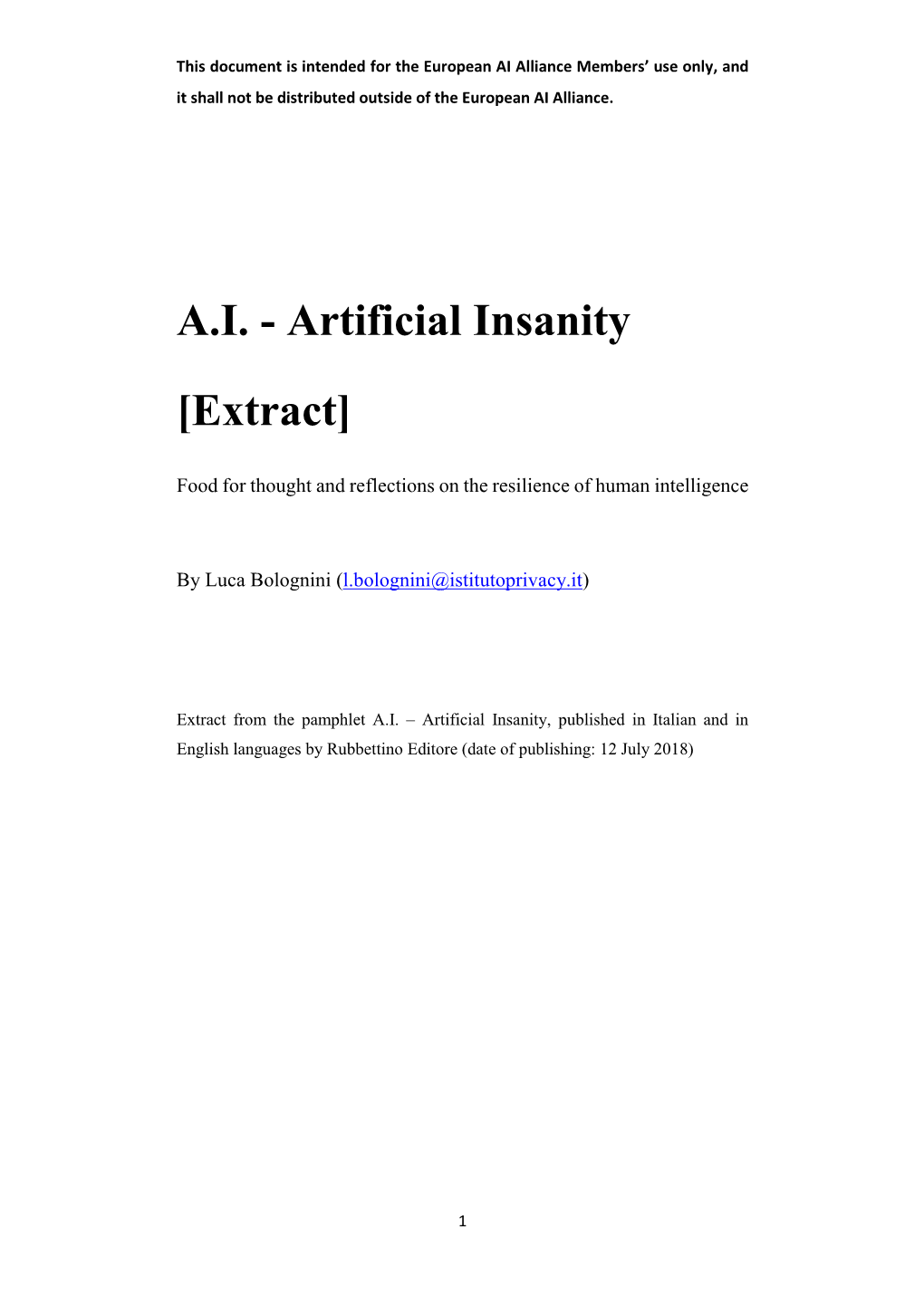 Artificial Insanity [Extract]
