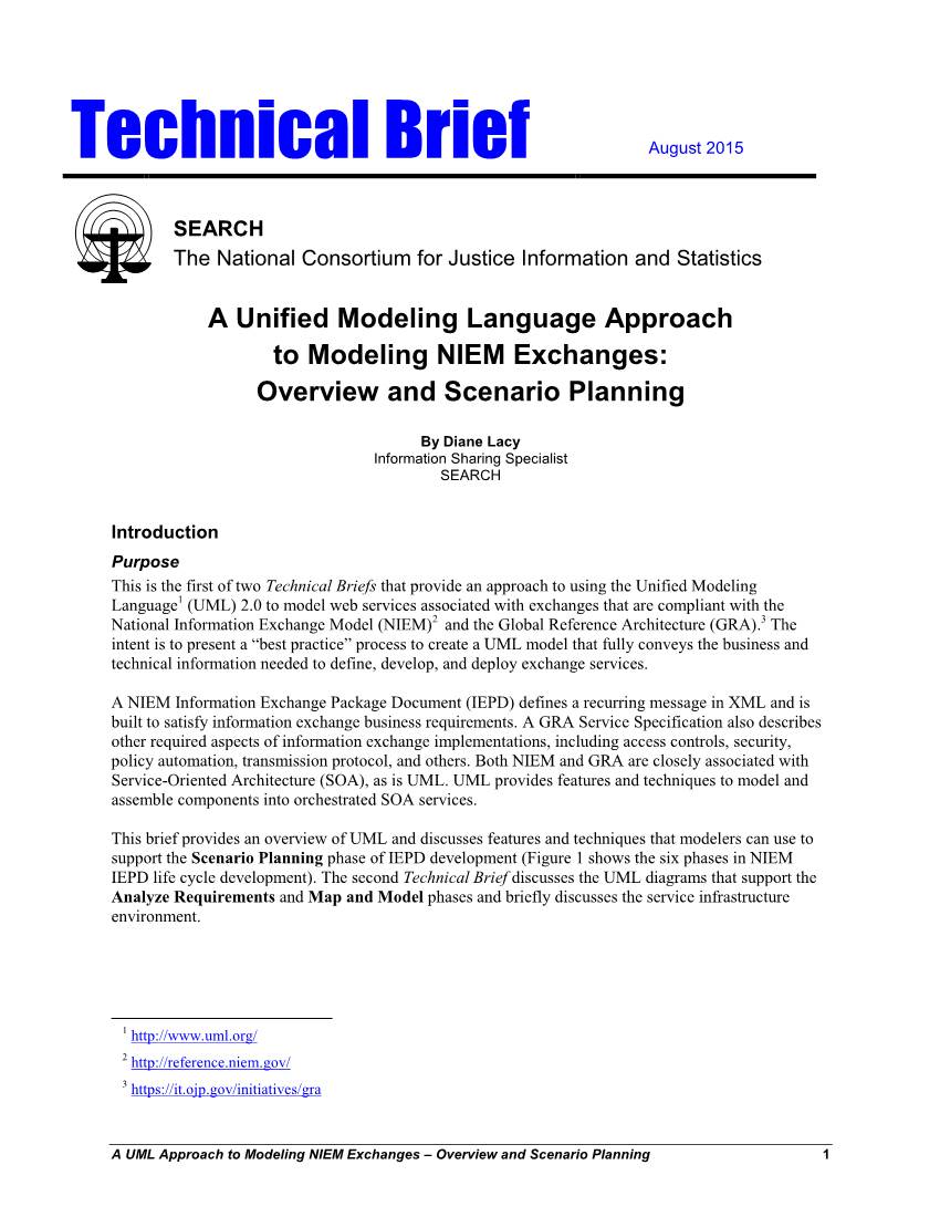 UML Approach to Modeling NIEM Exchanges – Overview and Scenario Planning 1