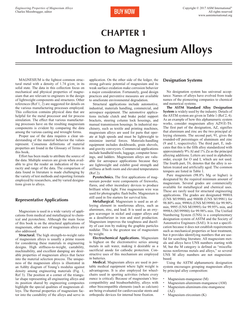 Introduction to Magnesium Alloys